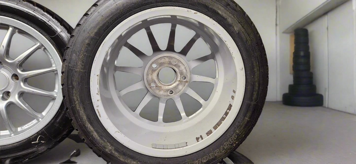 5 X 110 Team Dynamics Pro Race 1.2, 15" Alloy Wheels & Goodyear (Dunlop) Full Wet Tyres. (Set of 4)