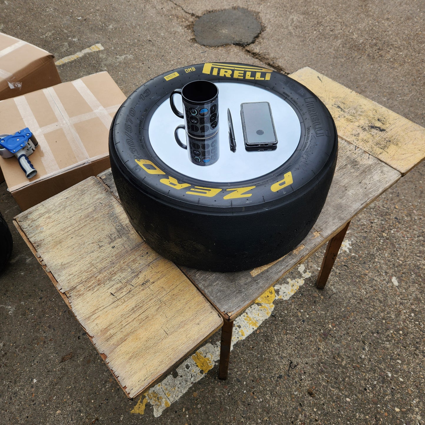 F1 Style Pirelli Motorsport Memorabilia Racing Slick Tyre Coffee Table