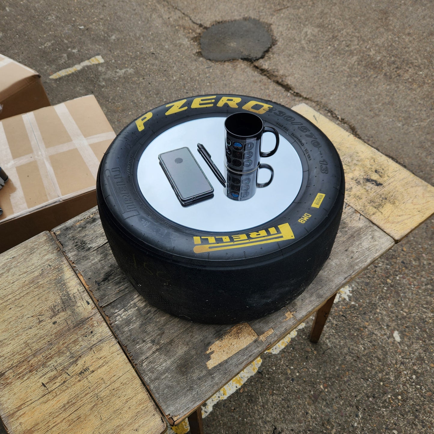 F1 Style Pirelli Motorsport Memorabilia Racing Slick Tyre Coffee Table