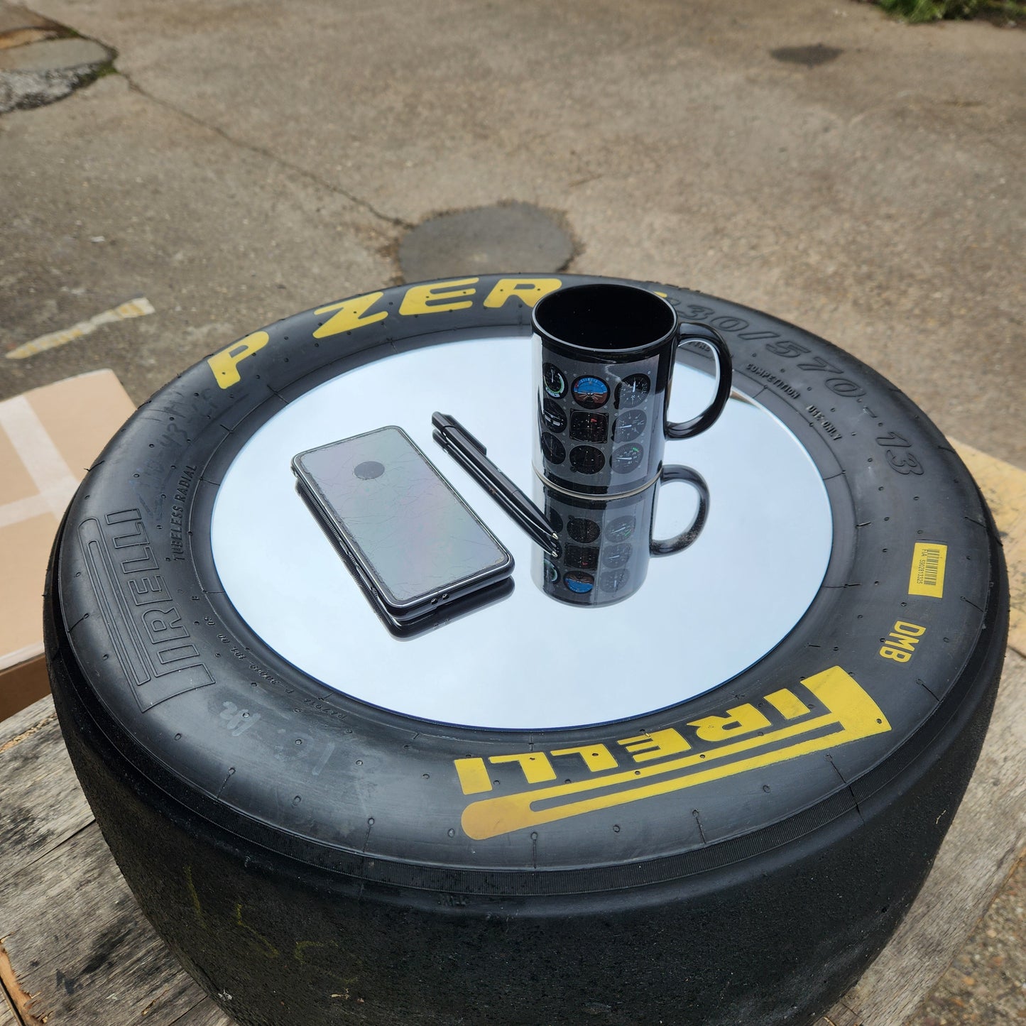 F1 Style Pirelli Motorsport Memorabilia Racing Slick Tyre Coffee Table