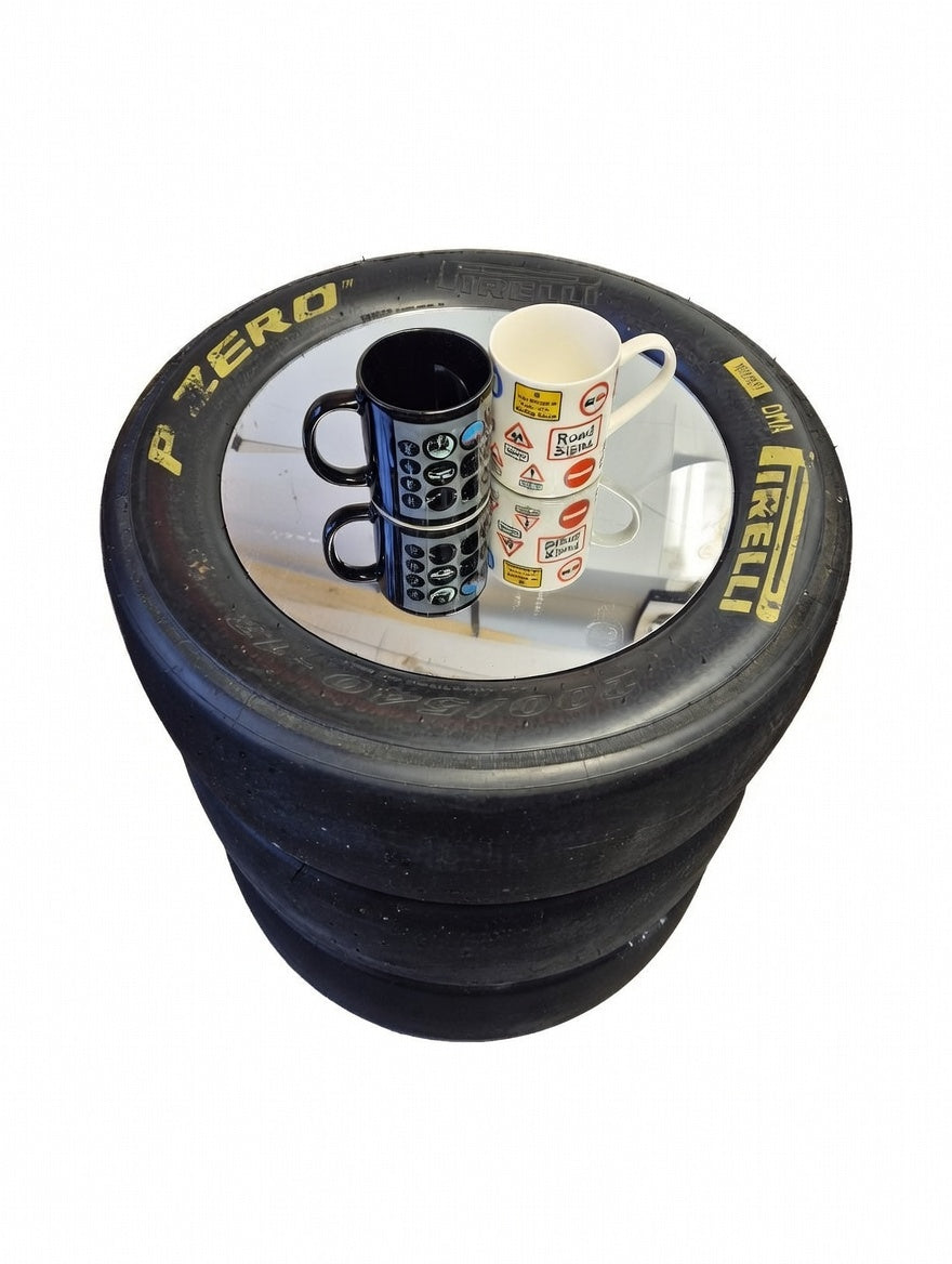 F1 / Le Mans Pirelli Motorsport Racing Slick Tyre Coffee Table Man Cave. Double Stack!