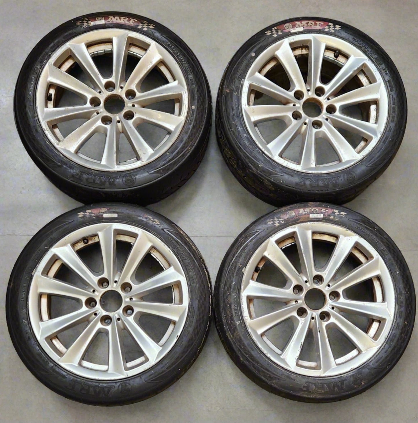 BMW 5 X 120 OEM Alloy Wheels & MRF ZTR 215/45/17 Trackday Tyres. (Set of 4)