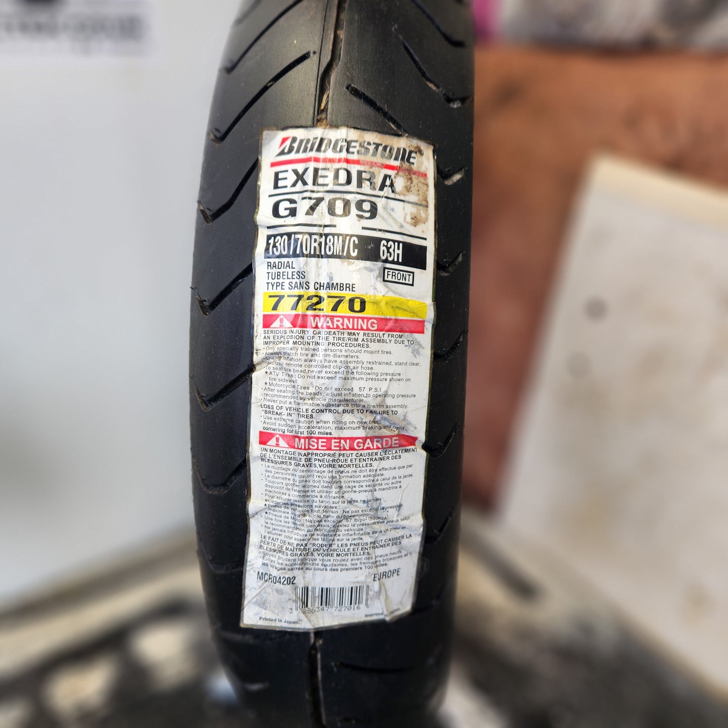 Bridgestone Exedra G709 130/70 R18 63 H Front TL. New.