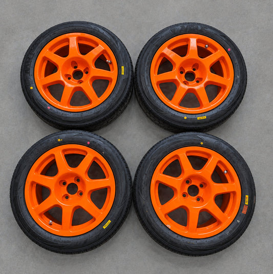 15" Speedline 4 x 98 Alloy Wheels & Brand New MRF Semi Slicks. (Set of 4)
