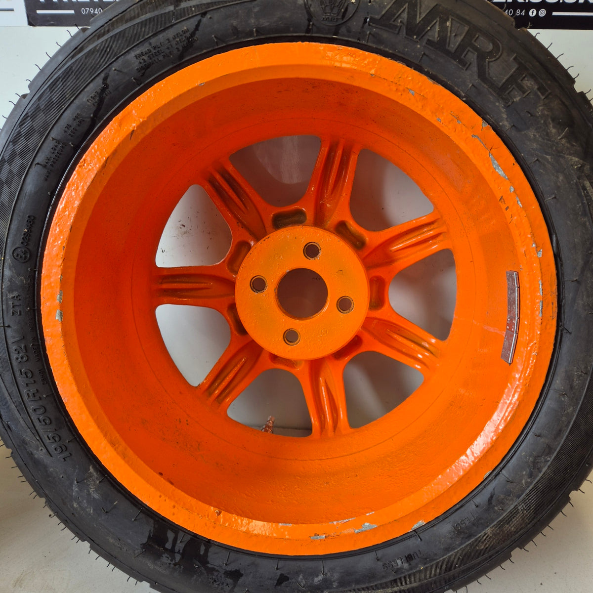 15" Speedline 4 x 98 Alloy Wheels & Brand New MRF Semi Slicks. (Set of 4)