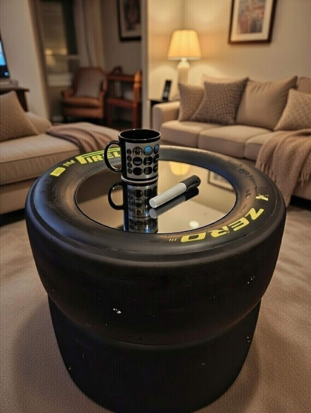 F1 / Le Mans Pirelli Motorsport Racing Slick Tyre Coffee Table Man Cave. Double Stack!